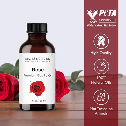 Majestic Pure Essential Oil with Glass Dropper - 100% Pure and Natural - Essential Oils for Diffuser, Aromatherapy, Soap and Candle Making, Rose Essential Oil, Rose Oil, 1 Fl Oz - Image 4