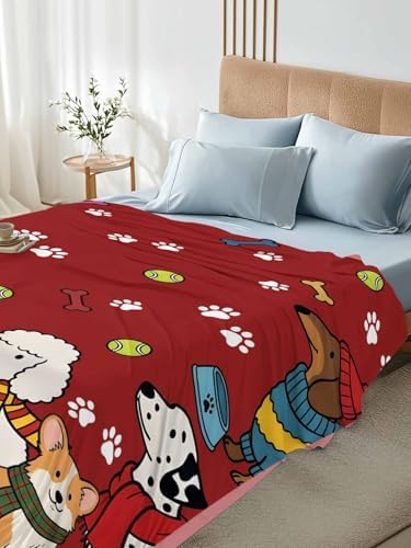 Full Flat Sheet Scarf Dog Flat Sheets Only Soft Breathable Microfiber Bedding Top Sheets Luxury Hotel Quality Puppy Animal Paw Print Tennis Ball Red Full Bed Sheet for All Season Bedroom Dorm Decor - Image 4