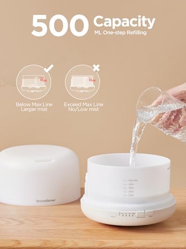 InnoGear 500ml Essential Oil Diffuser for Home Cool Mist Humidifier A White - Image 4