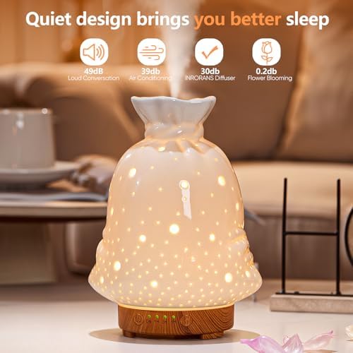 160ML Ceramic Diffuser for Essential Oils Lucky Bag Aromatherapy Diffuser Ultrasonic Cool Mist Humidifier with Intermittent Mist Modes Waterless Auto Off for Room Office - Image 4