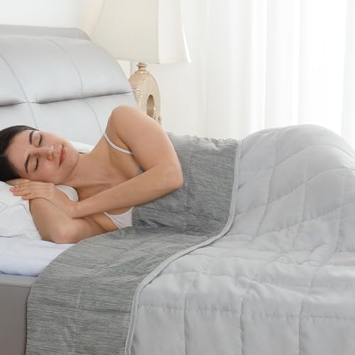 Weighted Blankets 15lbs Twin Size, Soft Cozy Weighted Blanket for Adults, Double-Sided Weighted Blanket for All Season, Heavy Microfiber Cool Blanket with Premium Ceramic Beads, 48 x 72 inches, Grey by Home