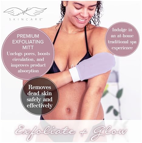 Lavender Premium Body Exfoliating Mitt 1pc, Korean Washcloth & Scrub Glove - Image 2