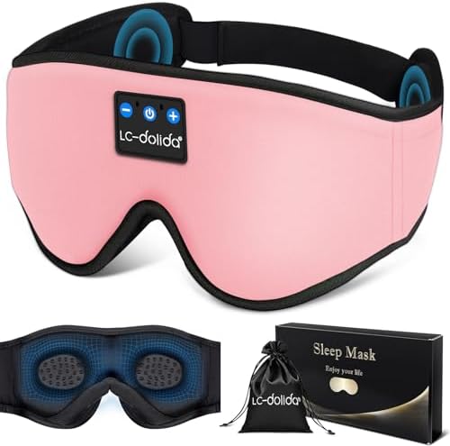 LC-dolida Sleep Headphones, Sleep Mask Bluetooth Wireless Music Eye Mask, Sleeping Headphones for Side Sleepers Sleep Mask with Bluetooth Headphones Ultra-Thin Stereo Speakers Perfect for Sleeping by LC-dolida