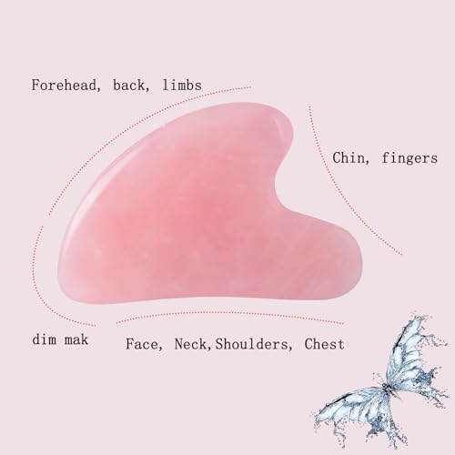 Gua Sha Jade Stone Gua Sha Massage Tool, Guasha Tool for Face and Body Skin Massage. Tools for SPA Acupuncture, Pink Stone for Body Face Neck and Eye, Skin Care Gift for Woman (Pink) - Image 4