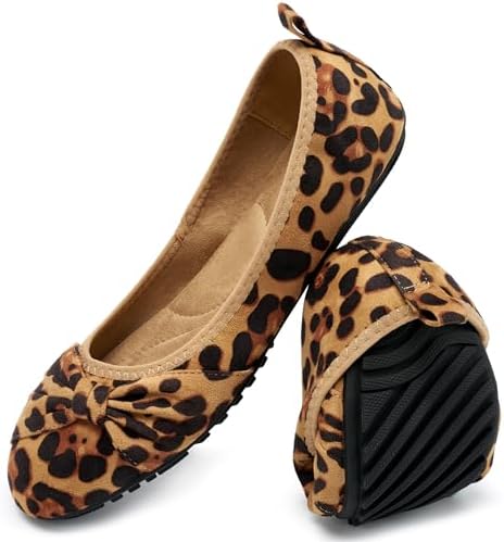 Ecetana Comfortable Ballet Flats for Women: Lightweight Cushioned Foldable Slip-On Work Shoes with Memory Foam - All Day Walking Comfort - Dressy Flats for Office Business by Ecetana
