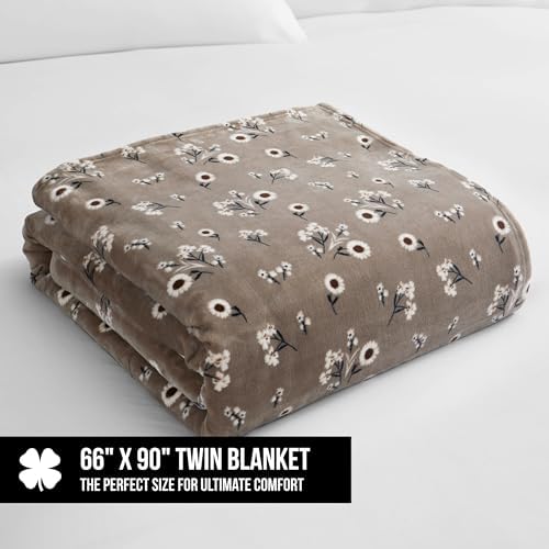 Lucky Brand Daisy Beige Floral 66"X90" Cozy Plush Blanket - Premium Microfiber Throw for Luxurious Comfort and Style Twin/Twin XL Size - Image 2