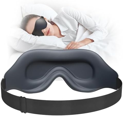 Sleep Mask, EVA BELLE Eye Mask for Men Women, Zero Pressure 3D Sleeping Mask, Cool Super Smooth Light Blocking Soft Eye Shade Cover Memory Foam, Lightweight for Home Travel Use by Evabelle