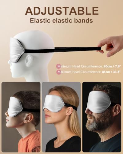 Silk Sleep Mask for Women Natural Mulberry - Soft Breathable Organic Natural Silk Fabric Blackout Sleep Mask with Adjustable Straps No Pressure Eye Mask for Travel Essentials Gifts (Light Gray) - Image 6