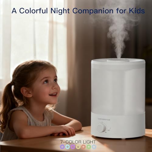 MEGAWISE 2 pack 3.5L Ultrasonic Cool Mist Humidifier – Top-Fill, Essential Oil Diffuser, Quiet Operation, Night Light, Auto Shut-Off for Home & Office (2) - Image 5