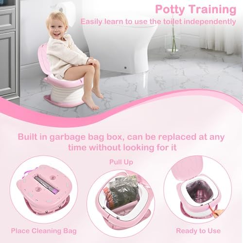 Portable Potty for Toddlers, Foldable Travel Potty(Pink) - Image 2