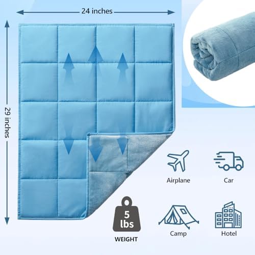 L'AGRATY Weighted Lap Pad 7lb: Small Weighted Blanket for Adults - Cooling Portable Travel Blanket for Relaxation Sleeping - Washable All-Season (29" x 24") - Image 6