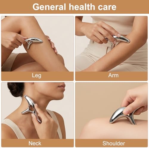 Metal Massage kit, Trigger Point Massage Tool + Gua Sha Muscle Scraper for Deep Tissue Massager, Lymphatic Drainage Massager Fascia Release Tools for Neck, Shoulder, Back, Face(Silver) - Image 4