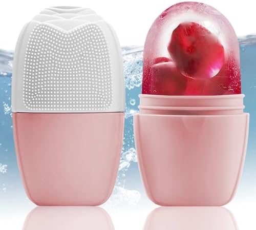 XHJRI Ice Face Roller Massager,Ice Cube Roller for Face, Eyes and Neck Naturally Conditioning and Skin Care,De-Puff Eye Bags,Reduce Migraine Pain,Reusable Massage Silicone Ice Mold (New Pink White) by XHJRIBringyourbabybestlif