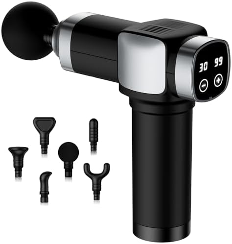 Deep Tissue Massage Gun, Portable Percussion Muscle Massager with 30 Speeds & 6 Attachments, Handheld Electric Back & Neck Massager for Pain Relief by CAMEFER
