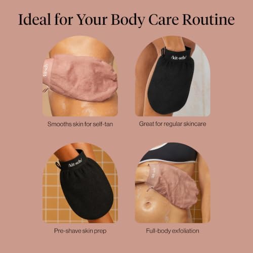 Kitsch Exfoliating Glove – Exfoliating Mitt - 2pc Black & Terracotta - Image 6