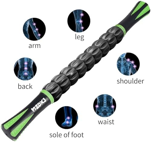 Muscle Roller Massage Roller Stick- Deep Tissue Fascia Blaster for Myofascial Pain Relief, Lymphatic Drainage & Body Sculpting, Handheld Physical Therapy & Recovery Tool (Green Black) - Image 6