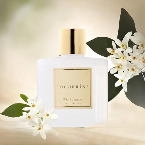COCORRÍNA Reed Diffuser - White Jasmine 6.7 Fl.oz Reed Diffuser Set with Sticks & Preserved Baby's Breath, Reed Diffuser for Home Bathroom Shelf Decor - Image 3