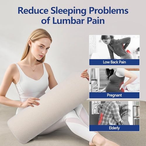 Cozyhealth - 2.95" H*18.7" L - Soft Small Lumbar Pillow for Sleeping, Memory Foam Back Lumbar Support Cushion for Lower Back Pain Relief Bed Waist Sleep Support Pillow for Side, Back (White, Small) - Image 5