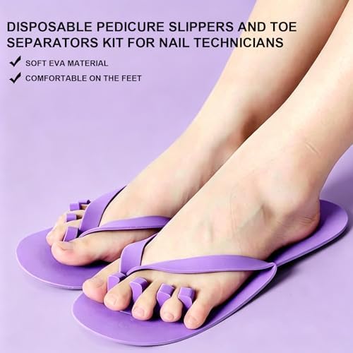 120 Pairs Disposable Pedicure Slippers and Toe Separators Kit 40 Pairs Disposable Foam Flip Flops 80 Toe Separators - Image 4