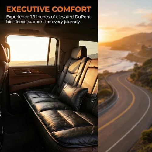 A leather rear seat cushion specially designed for cars - made by hand - can relieve pain in the buttocks, pressure points, and sciatic nerve. | Rear seat cover (Premium Black, Rear Seat Cushion) - Image 3