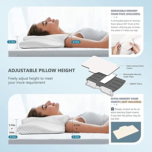 ZAMAT Adjustable Cervical Memory Foam Pillow, Odorless Neck Pillows for Pain Relief, Orthopedic Pillows for Sleeping with Cooling Pillowcase, Bed Support Pillow for Side, Back, Stomach Sleeper - Image 4