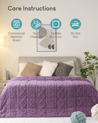 Cottonblue Jacquard Weighted Blanket 15lbs for Adults Twin Full Size Soft - Image 6