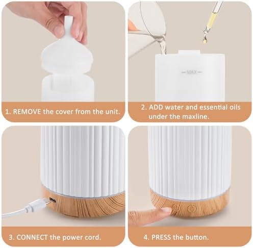 100ML Essential Oil Diffuser, Ultrasonic Cool Mist Aromatherapy Diffuser with Timer & 8-Color LED Light, Continuous & Intermittent Mist Modes, Auto-Off, Quiet Diffusers for Home Office Yoga - Image 7
