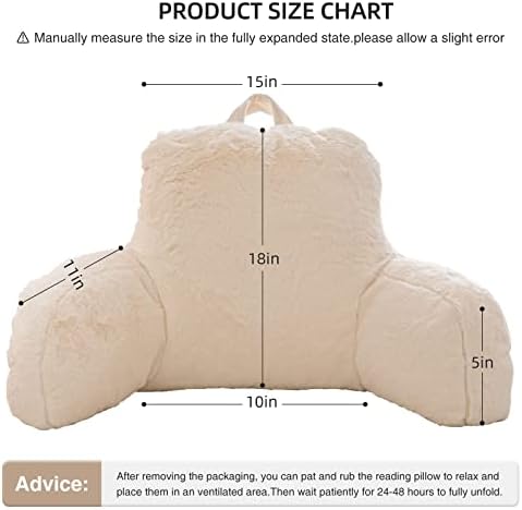 Aimuan Reading Pillow Bed Rest Wedge Adult Backrest Pillow with Arms Sitting in Bed Cushion Incline Rest Sleeping Pillow for Watching TV/Gaming/Relaxing, Ivory - Image 3