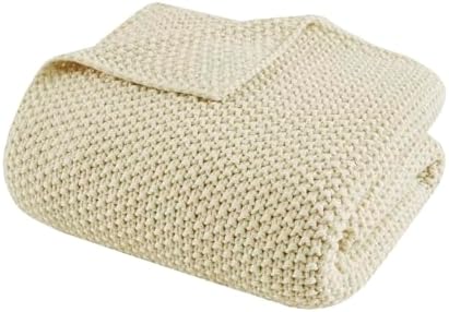 INK+IVY Bree Knit All Season Throw Blanket for Sofa, 50 x 60, Ivory by INKIVY
