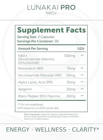 Lunakai USA Made Dual-Pathway NAD+ Formula with NR & Resveratrol, 60ct - Image 5