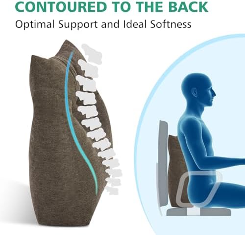 Shinnwa Lumbar Support Pillow for Office Chair, Memory Foam Back Support Pillow for Back Pain Relief, Car, Chair and Couch, 15x17.5x4.5in, Brown - Image 4