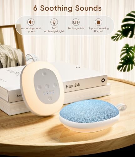 Portable White Noise Sound Machine: Baby Sleep Soother, Bluetooth Speaker, Rechargeable Battery, 4-Speed Timer, 6 Soothing Sounds Adult Therapy Aid for Trave (Purple, Portable) - Image 3