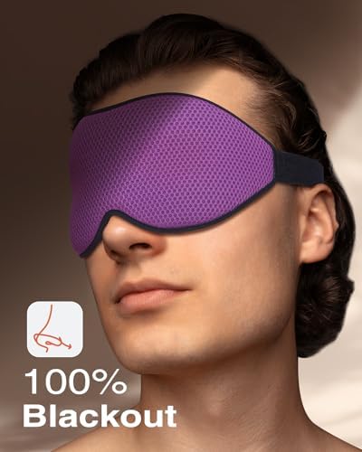 MABAO Sleep Mask for Side Sleeper, Eye Mask for Sleeping Women Men, Purple - Image 3