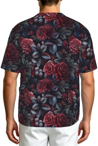 Men's Scrub Top,V-Neck Spill Wrinkle Resistant,3 Pockets-Seamless Repeating (3) - Image 2