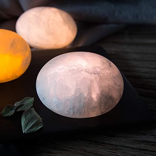 MIYA LIFE Selenite Lamp Hand Carved Stone Lamp Rechargeable Taplights Selenite Crystal Light with Dimmer (White/Warm/Yellow) for Bedroom Healing Natural Crystal Light (1 Piece, Round Taplight) - Image 6
