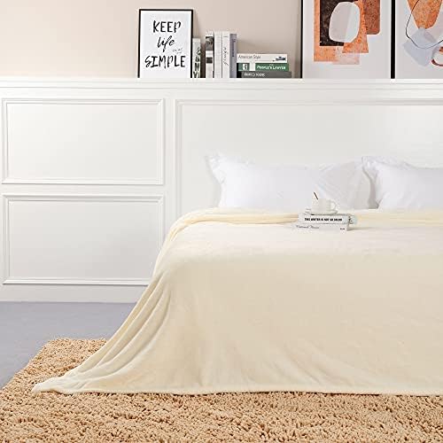 NANPIPER Fleece Blankets, Super Soft Flannel Fuzzy Blanket for Bed Couch, Luxury Cozy Plush Microfiber Blanket-Twin Size,Ivory White - Image 6
