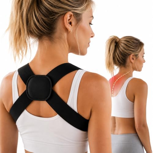 Slim Lightweight Posture Corrector for Men & Women – Invisible Upper Back Support Brace for All-Day Wear – Comfortable Under Clothing – Black (Large) by Unknown