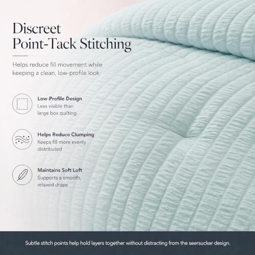 CozyLux Full Size Comforter Sets, 7 Pieces Ice Blue Seersucker Bed in a Bag - Image 4