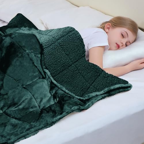 Aemicion Weighted Blanket for Adults Kids(10lbs,48"x72",Green on Both Sides) Sherpa Fleece Heavy Blanket for Sleeping Perfect for 80-110lbs, Machine Washable - Image 5