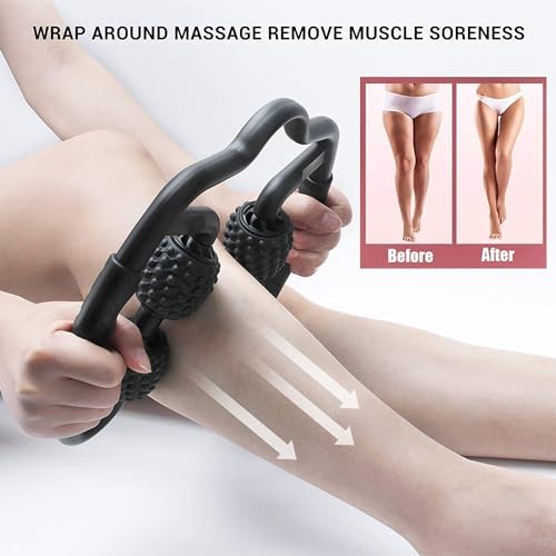 4 Wheels Foam Roller Muscle Massager for Leg Neck Hand Arm,Trigger Point Muscle Relax Massager Indoor Sports Yoga Bodybuilding Equipment (Black) - Image 6