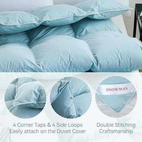 SNOWMAN Premium Down Comforter Super King Size,Blue Duvet Insert All Season - Image 4