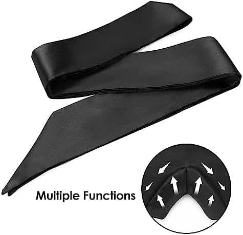 FRESHME Satin Sleep Mask - Comfortable Eye Mask Blindfold for Women Men Soft Adjustable Blackout Eye Cover Shade for Night Sleeping Travel Meditation Pure Black Valentine's Day Gift 160cm/63in - Image 7