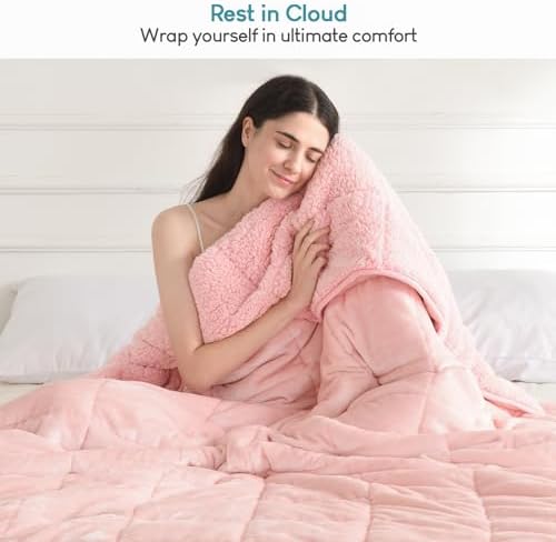 Cottonblue Sherpa Fleece Weighted Blanket for Adults 12lbs Twin Size Soft - Image 6