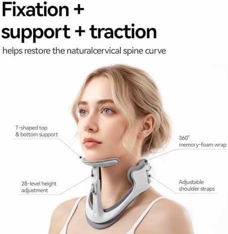 Posture Corrector for Neck & Cervical Spine Alignment - 360° Adjustable Neck Collar with 28 Levels, Memory Foam Support for Pain Relief, Tech Neck, Hump & Forward Head Posture (Gray, X-Large) - Image 5