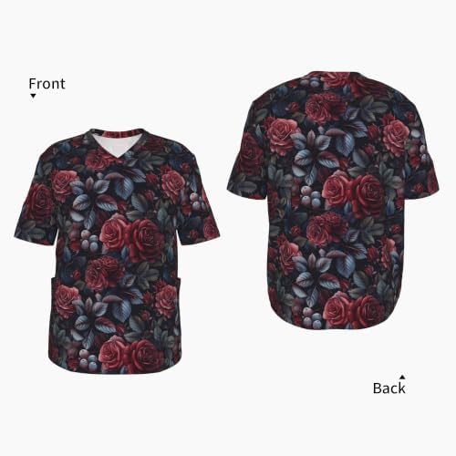 Men's Scrub Top,V-Neck Spill Wrinkle Resistant,3 Pockets-Seamless Repeating (3) - Image 4