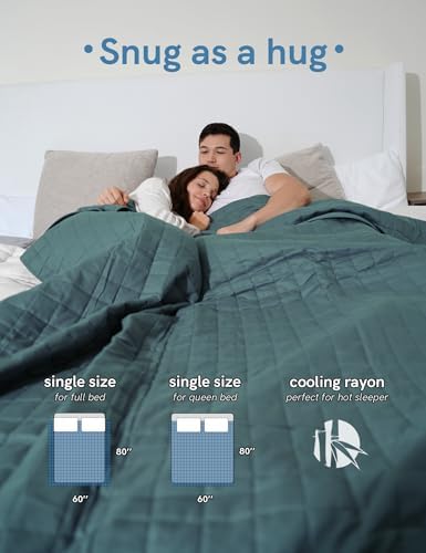 YnM Cooling Weighted Blanket for Adults, 20lbs Heavy Bed Throw for One Person of 190lbs, Perfect for Hot Sleepers or Warm Climates with Rayon/Glass Beads(60x80 Inches, Queen Bed, Sea Grass) - Image 5