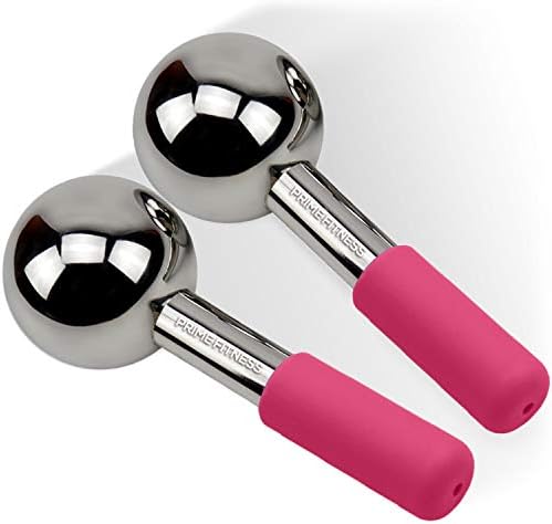 Ice Globes for Facials | Unbreakable Steel Cooling Roller | Cryo Sticks for Face | Massager for Face Neck & Eyes | Skin Care for Dark Circles, Puffiness, Wrinkles, Collagen Production (Pink) by PRIME+Fitness
