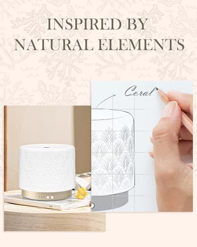 Essential Oil Diffuser - 280ml Ceramic Diffuser for Large Room & Commercial Use, 2.4MHz Aromatherapy Diffuser with Cool Mist Humidifier & Night Light, Ideal for Bedroom, Office, Yoga, Spa, Gifts - Image 4