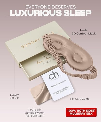 SUNDAYSILKS™ 3D Contoured Silk Sleep Mask | Padded Silk Eye Mask with Eye Cups for Lash Extensions | Blackout, Organic for Women & Men, Perfect for Travel, Slip-Free Deep Sleeping, Antifaz para Dormir - Image 3