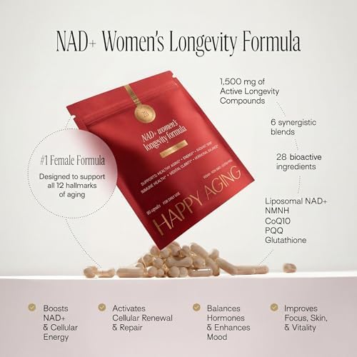 Happy Aging NAD+ Supplement for Women | NAD Booster with NMN, NMNH, NR, Resveratrol, CoQ10 – Supports Energy, Focus, Skin Glow & Daily Vitality, 30-Day Supply - Image 6